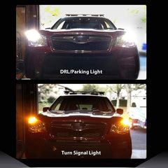 AUXLIGHT 3157 4157 3155 3457 Switchback LED Bulbs 16SMD Chipsets Parking Lights/Daytime Running Lights/DRL and Turn Signal Lights with Projector Replacement, White/Amber (Pack of 2)