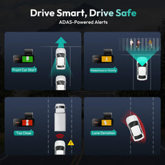 BOTSLAB 4K Dash Cam Front and Rear, Night Vision, ADAS, 2K Rear Camera, 170° Wide Angle, Built-in GPS and 5.8GHz WiFi, 24/7 Parking Mode with Voice Control and 64GB SD Card