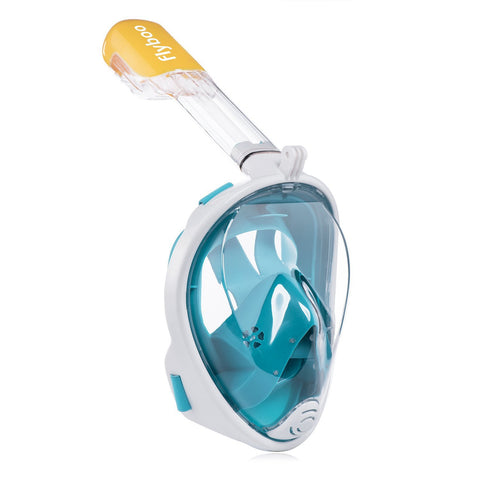 Flyboo Snorkel Mask, Full Face Snorkel Set, 180°view Snorkeling Gear with Panoramic Design-Compatible Sports Camera, Diving Mask with Anti-fog and Anti-leak Technology for Adults and Kids