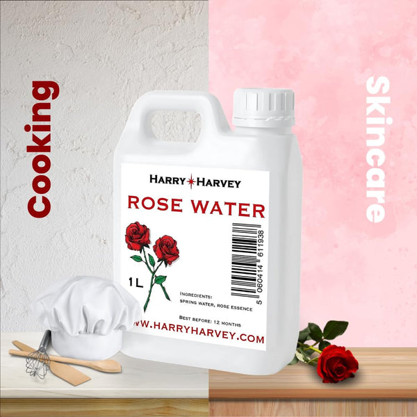 Harry Harvey Rose Water 1 Litre (1000ml) | suitable for Face, Hair & Skin | Rose Water Toner & | Edible for Cooking, Drinks & Bulk Skincare