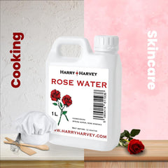 Harry Harvey Rose Water 1 Litre (1000ml) | suitable for Face, Hair & Skin | Rose Water Toner & | Edible for Cooking, Drinks & Bulk Skincare