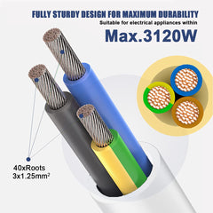 ExtraStar 4 Way Extension Lead with Surge Protection, 13A/250V~ Multi Sockets Power Strips, 3120W Fused UK Plug Wall Mounted Power Socket with 5M Extension Cord-White