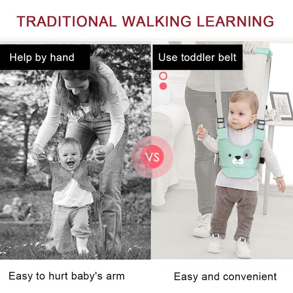 Vicloon Baby Walking Harness, Safe Walking Belt, Hand-Held Baby Walker, Removable, Adjustable Walking Harness, Breathable Handheld Baby Walker Toddler Walking Assistant - Green Puppy