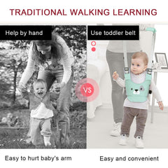 Vicloon Baby Walking Harness, Safe Walking Belt, Hand-Held Baby Walker, Removable, Adjustable Walking Harness, Breathable Handheld Baby Walker Toddler Walking Assistant - Green Puppy