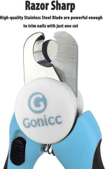 gonicc Dog & Cat Pets Nail Clippers and Trimmers - with Safety Guard to Avoid Overcutting, Free Nail File, Razor Sharp Blade - for Large and Small Animals.