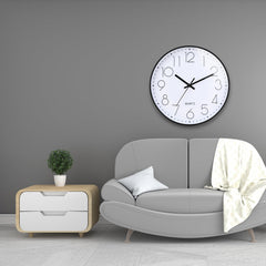 TOHOOYO Wall Clock 12 Inch Non-ticking Silent Quartz Decorative Clocks with Stereoscopic Dial Ultra-Quiet Movement Quartz for Office Classroom Home Living Room Bedroom Kitchen (Black)
