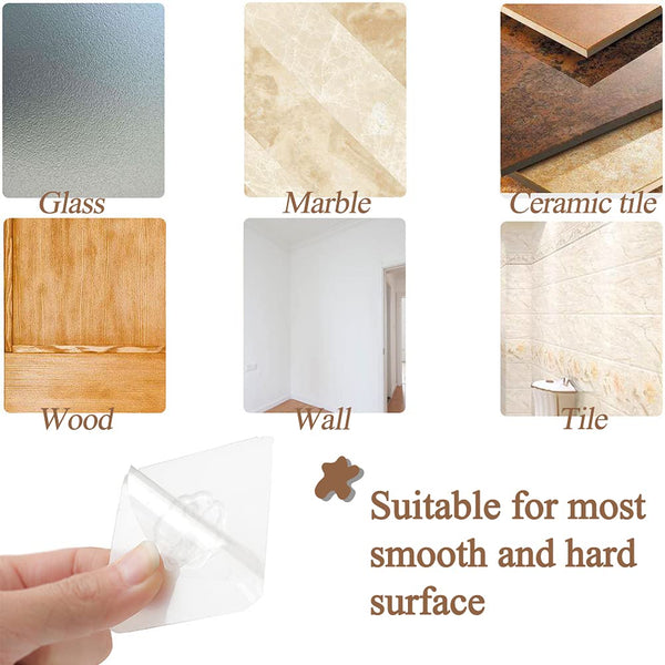 30 Pcs Self Adhesive Heavy Duty Wall Hooks, 22 lb/10 kg Max, Transparent Strong Adhesive Sticker Hook Wall Hook, No Drilling Sticky Hanging Hooks for Bathroom Kitchen Corner Shower Caddy Shelf Basket