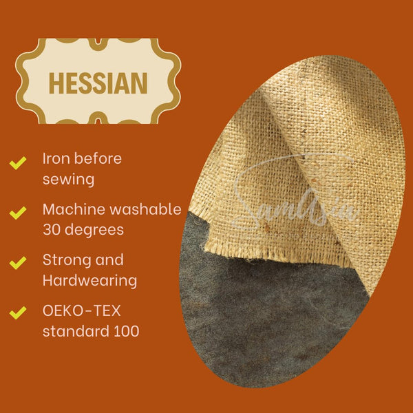 1m Hessian Fabric – Textured Burlap Jute Sack Material– 54” Inch Wide, 137cm Wide, 10oz 225GSM –Fabric for School Boards, Gardens, Table Runners, Arts & Crafts – by SAMASIA