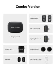 Hollyland Lark A1 Combo (2TX + 2RX + Ladeetui) Kabelloses Magnetmikrofon