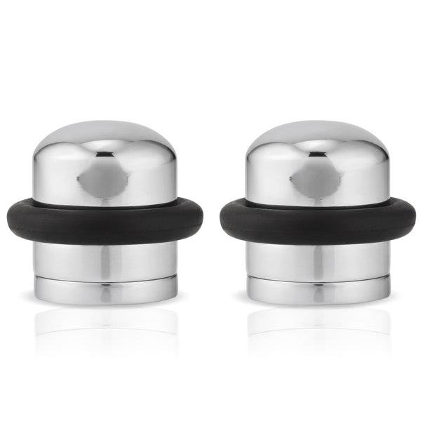 XFORT Polished Chrome Floor Mounted Door Stopper - Soundproof Door Stop with Rubber Ring to Protect Doors, Walls & Skirting - Internal and External, 2 Pack