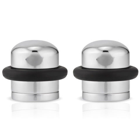 XFORT Polished Chrome Floor Mounted Door Stopper - Soundproof Door Stop with Rubber Ring to Protect Doors, Walls & Skirting - Internal and External, 2 Pack