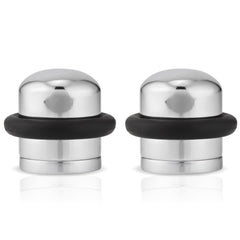 XFORT Polished Chrome Floor Mounted Door Stopper - Soundproof Door Stop with Rubber Ring to Protect Doors, Walls & Skirting - Internal and External, 2 Pack