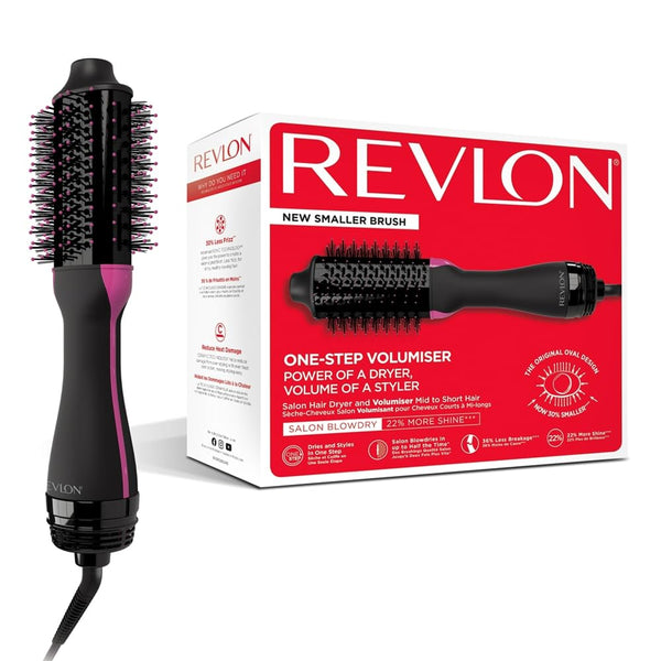 Revlon Salon One-Step Hair dryer and Volumiser mid to short hair (One-Step, 2-in-1 styling tool, IONIC and CERAMIC technology, smaller oval design, multiple heat settings) RVDR5282UKE, Black