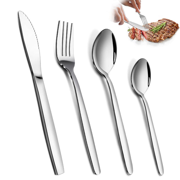 Bestdin Cutlery Set - 16 Piece Cutlery Set for 4 People, Stainless Steel Tableware Silverware Set with Spoon Knife and Fork Sets, Ideal for Home/Party/Restaurant, Mirror-Polished & Dishwasher-Safe