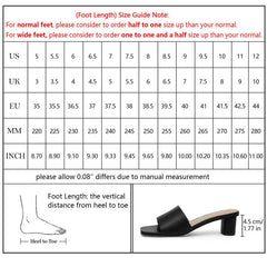 OPIRRTOY Women's Low Heels Square Open Toe Heels Block Chunky Heeled Sandals Slip on Mule Heels Comfortable Casual Dress Shoes, Black, 6 UK