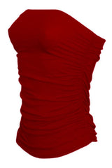 New Ladies Womens Side Ruched Strappless Boobtube Bandeau Bra Crop Top Plus Size 8-26 (S/M (UK 8/10), Wine)