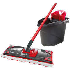 Vileda UltraMax Flat Mop and Bucket Set, Red, 2 Count (Pack of 1)