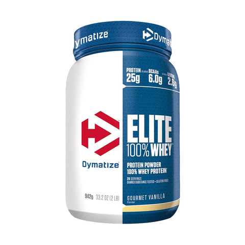 Dymatize Elite 100% Whey Gourmet Vanilla 942g - High Protein Low Sugar Powder + Whey Protein and BCAAs