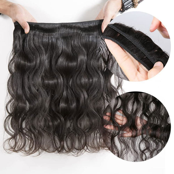 Body Wave Bundles Human Hair Bundles 10A Grade 100% Unprocessed Brazilian Virgin Hair Bundles Body Weave Wavy Bundles Human Hair (10 12 14)