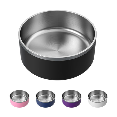 WENBOKMIN Dog Bowl, Stainless Steel Dog Food and Water Bowl with Non Slip Quiet Bottom, Easy to Clean, Dishwasher Safe, 64oz, Black