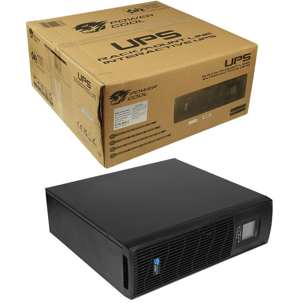 Powercool Intelligent Rackmount UPS Series, Uninterruptible Power Supply, 3000VA, 3U, 2 x UK Socket, 3 x IEC 320 C13, 2 x RJ45, 1 x USB, Stand Alone, Rack Or Wall Mountable | Black