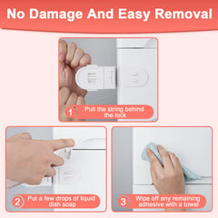 REDTRON Child Safety Cabinet Locks, Baby Proof Cupboard Locks with 3M Adhesive, Child Locks with No Trapped Fingers, No Tools Needed, Easy Installation(4 Pack, White)
