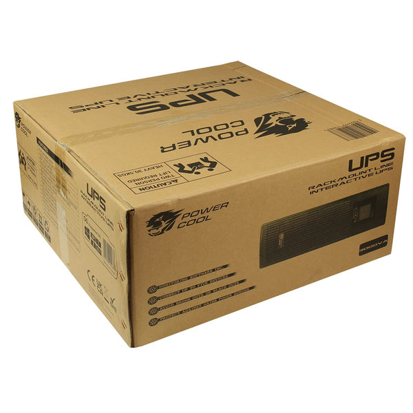 Powercool Intelligent Rackmount UPS Series, Uninterruptible Power Supply, 3000VA, 3U, 2 x UK Socket, 3 x IEC 320 C13, 2 x RJ45, 1 x USB, Stand Alone, Rack Or Wall Mountable | Black