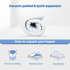 WOWTTRELAX Dual-Layer 2 Inch Memory Foam Mattress Topper, King Size with Anti-Mite & Breathable Knitting Cover, Cooling Mattress Topper for Back Pain (150x200x5cm)