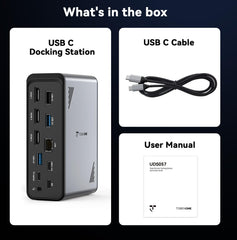 TobenONE 18 in 1 Laptop Docking Station 3 Monitors, Triple 4K Display