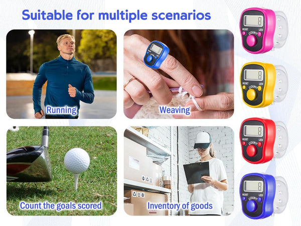 Anlising 8PCS Digital Finger Counter, Tally Counter Ring,LCD Tally Counter,Finger Digital Tally Lap Counter,Finger Digital Tally Lap Counter,Tasbeeh Handheld Mini Display,for Prayer Sports Golf(Color)