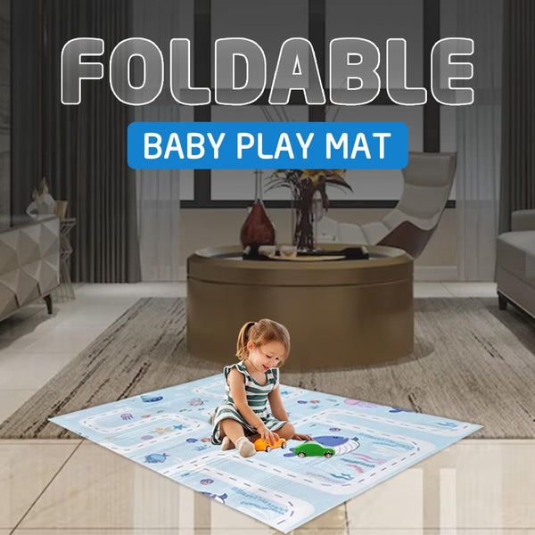 1Above Foldable Baby Playmat 180x130cm | Waterproof | Reversible Large Playmat | Thick Padded XPE Baby Crawl Mat | Ideal for Bedroom, Nursery & Playroom