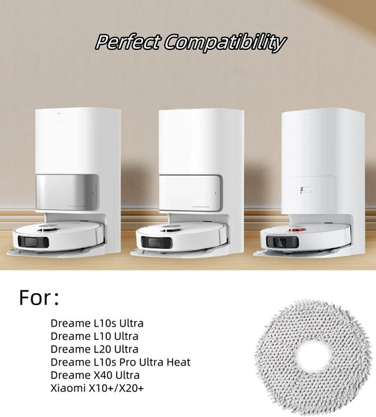 MYAYD Pack of 8 Mop Pads Replacement Parts for Xiaomi X10+/X20+ and Dreame L10s Ultra/L10 Ultra/L20 Ultra/L10s Pro Ultra Heat/X40 Ultra robot vacuums, Vacuum Cleaner Wet Mop Pads Accessories