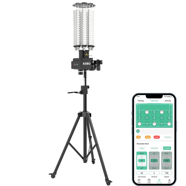 ADIBO Badminton Serving Machine, Dual High Speed Motors, 200 Shuttlecock Capacity, Max 87MPH, APP Control