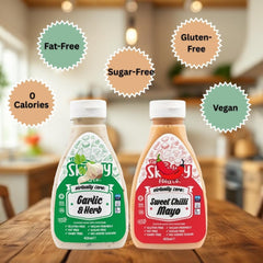Zero Calorie Flavour Sauces – Garlic & Herb and Sweet Chilli Mayo – Fat Free, Sugar Free, Vegan Friendly, Gluten Free – 425ml Bottles (2-Pack)