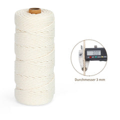 Makramee Garn 3mm x 200m, Baumwollkordel Farbig Baumwollgarn Geflochten Baumwollseil, Natürliche Baumwollschnur für Makramee Wandbehang, Blumenampel, Vorhang und Mehr DIY Deco, Armeegrün