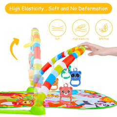 AOMIG Baby Play Mat, Baby Piano Gym with Music and Lights, Play Mat with Detachable Activity Toys, Early Development Activity Baby Play Mat Toy Gift for Babies