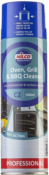 Nilco Set of 6 Oven and BBQ Cleaner Grill Barbecue Cleaning Oven Spray Heavy Duty Remover - Fast Simple Effective - Also for Hot Plates Griddles and MORE - 500ML - SIX PACK