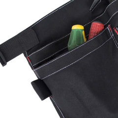 Cyleibe Tool Belt Pouch, 12OZ Multifunctional Canvas Waist Apron Tool Pocket Bags with Adjustable Belt Clip for Workshop Storage/Wood Working Tools/Screwdriver Pouch/Garden - Black