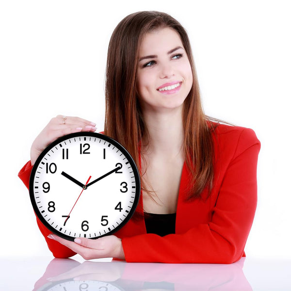 Wall Clock Silent & Non Ticking Modern Quartz 9"- Battery Operated Digital Quiet Sweep Office/home/school/Kitchen Decor Clocks