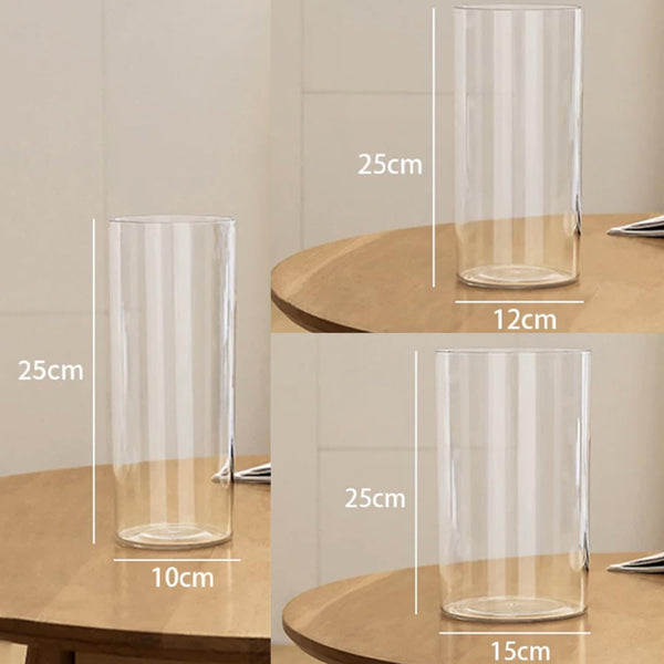 3 Pack Acrylic Cylinder Vase,25x15cm, 25x12cm and 25x10cm, Shatter-Proof Plastic Cylindrical Flower Vases for Wedding Centerpieces, Home Office Decorations, Shatter-Proof
