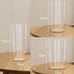 3 Pack Acrylic Cylinder Vase,25x15cm, 25x12cm and 25x10cm, Shatter-Proof Plastic Cylindrical Flower Vases for Wedding Centerpieces, Home Office Decorations, Shatter-Proof