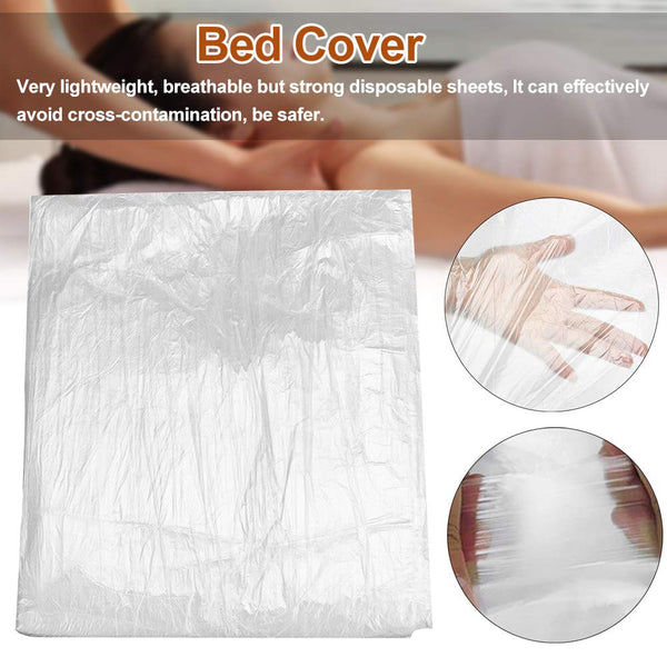 100pcs Disposable Massage Bed Cover,Salon Waxing Beds Film Covers,Spa Beds Sheet Drop Cloth Plastic Sheeting,Massage Bed Cover for Body Care,Spa,Tattoo,Facial,Esthetician(90x180cm)