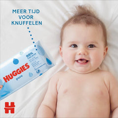 Huggies Pure, Baby Wipes, 18 Packs (1008 Wipes Total) - 99 Percent Pure Water Wipes - Fragrance Free for Gentle Cleaning and Protection - Natural Wet Wipes