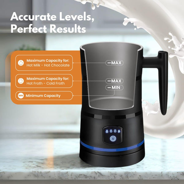 Straame Electric Milk Frother – Professional Automatic Foam Maker for Lattes, Cappuccinos & Hot Chocolates, Stainless Steel, Whisk & Froth in Seconds, Versatile Modes – Ideal for Home & Office Use