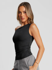 Trendy Queen Womens Summer Tops Off The Shoulder Going Out T Shirts Crop Tank Top Casual Dressy Work Clothes Cute Y2k Fashion Outfits 2025 Black S