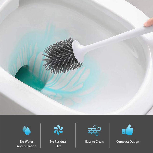 Silicone Toilet Brush and Holder,Bathroom Toilet Brush Holder Set,Silicone Toilet Cleaning Brush Kit with Soft Bristle Brush (Flooring)