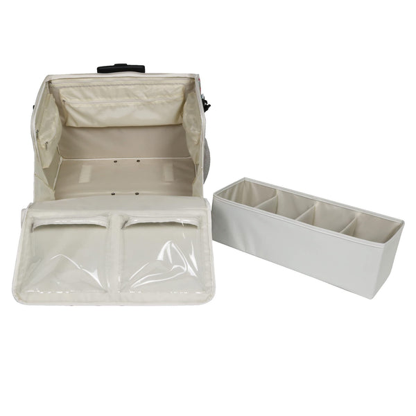 Everything Mary Craft Trolley Bag on Wheels, Cream aand Multi Floral - Craft Organiser on Wheels for Sewing, Scrapbooking, Paper Craft, and Art - Storage Case for Supplies and Accessories -