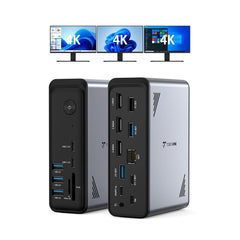 TobenONE 18 in 1 Laptop Docking Station 3 Monitors, Triple 4K Display