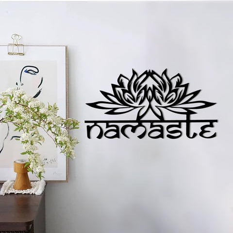 DUOOLN Metal Mandala Wall Decor,Black Modern Lotus Flower Metal Wall Art,Lotus Spiritual Meditation Decorative，Sacred Geometry Wall Art Sign for Home Bedroom Living Room Office Yoga Studio