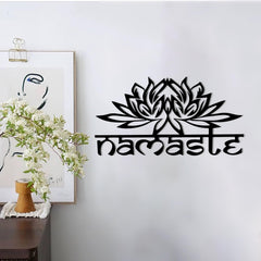 DUOOLN Metal Mandala Wall Decor,Black Modern Lotus Flower Metal Wall Art,Lotus Spiritual Meditation Decorative，Sacred Geometry Wall Art Sign for Home Bedroom Living Room Office Yoga Studio